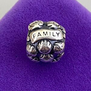 💛 Retired PANDORA "Family Love" Charm | Sterling Silver Floral Motif | Authentic